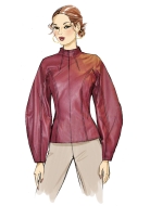 Schnittmuster stylisches Oberteil mit hochgezogenem Kragen und Abnähern Vogue 2134 Gr. 32-50