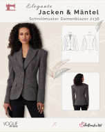 Frau trägt eleganten taillierten Damenblazer nach...