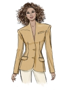 Schnittmuster taillierter Damenblazer mit klassischem Reverskragen oder kragenlos Vogue 2136 Gr. 34-52
