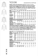 Schnittmuster taillierter Damenblazer mit klassischem Reverskragen oder kragenlos Vogue 2136 Gr. 34-52