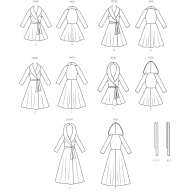 Modeldrawing of sewing pattern Vogue 2145 for versatile...