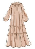 Schnittmuster hochgeschlossenes Damenkleid in A-Linie, Stufenkleid McCalls 8603 Gr. 30-48