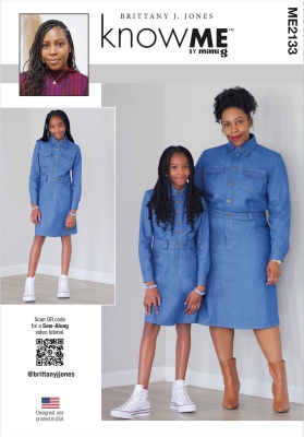 Envelope sewing pattern shows a sporty Denim dress for teens and women of 2133 knowME
