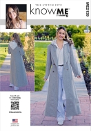 Schnittmusterhülle zeigt ein langer Damenmantel mit...