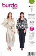 Envelope sewing pattern shows a elegant Kimono with tie...