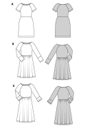 Modeldrawing of sewing pattern Burda 5708 for versatile...