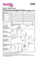 Schnittmuster raffinierte Bluse mit Bindebändern Burda 5709 Gr. 34-44