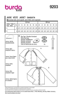 Sewing pattern Childrens jacket with ruffles Burda 9203