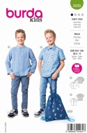 Envelope sewing pattern shows a casual Boys shirt,...