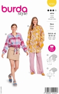 Envelope sewing pattern shows a fashionable Blouse with...