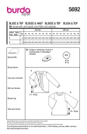 Schnittmuster ausdrucksstarke Tunika mit Volant Burda 5692 Gr. 46-60