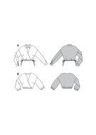 Modellzeichnung für das Schnittmuster 5745 von Burda für eine taillenkurze Bluse mit Wickeleffekt