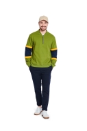 Model is wearing sporty Pullover with zipper sewn with the sewing pattern Burda 5744