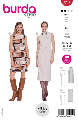 Envelope sewing pattern shows a classic Sheath dress of 5713 Burda