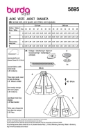 Schnittmuster modische Jacke mit XL-Taschen Burda 5695 Gr. 36-48