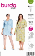 Envelope sewing pattern shows a feminine Midi dress and...