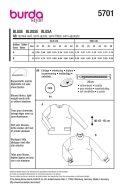 Schnittmuster besondere Bluse mit Stehkragen Burda 5701 Gr. 36-48