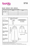 Schnittmuster elegante Sommerhose, Marlenehose mit Bundfalten Burda 5718 Gr. 36-48