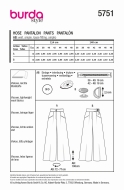 Schnittmuster modische Hose mit Bundfalten, Palazzohose Burda 5751 Gr. 36-48