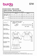 Schnittmuster romantische Bluse mit Raglanärmeln Burda 5741 Gr. 36-48