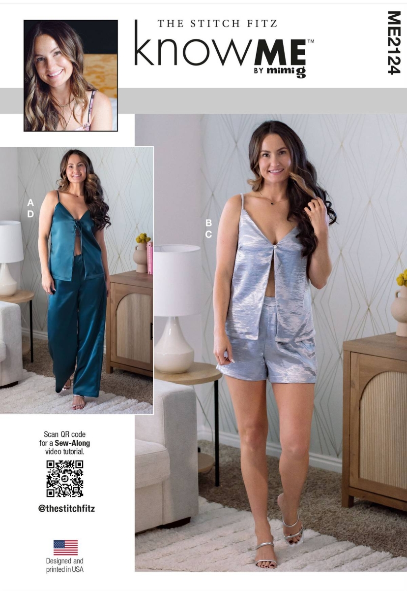 Schnittmusterhülle zeigt eine leichte Damenkombi mit Shorts und Hosen the Stitch Fitz für 2124 von knowME