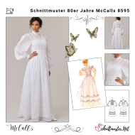 Envelope sewing pattern shows a romantic vintage dress...