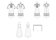 Modeldrawing of sewing pattern McCalls 8595 for romantic...