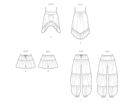 Modeldrawing of sewing pattern McCalls 8587 for romantic...