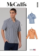 Envelope sewing pattern shows a fashionable mens shirt...