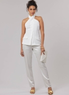Schnittmuster elegantes Oberteil mit Knopfleiste und verdrehtem Neckholder-Träger McCalls 8579 Gr. 34-52