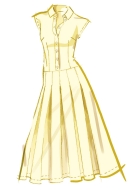 Sewing pattern shirt dress with half button placket and pleated skirt McCalls 8576
