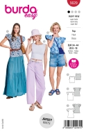 Envelope sewing pattern shows a short misses shirt with...