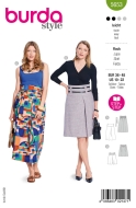 Envelope sewing pattern shows a high waisted misses skirt...
