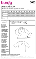 Schnittmuster bequeme Damenbluse, Blusenshirt mit V-Ausschnitt Burda 5665 Gr. 46-60