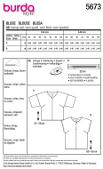 Schnittmuster einfaches Blusenshirt mit überschnittenen Schultern und vorderer Mittelnaht Burda 5673 Gr. 36-48