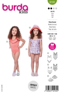Envelope sewing pattern shows a sweet girls swimsuit with...