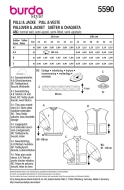 Schnittmuster gemütlicher Pullover für Damen, Damenweste Burda 5590 Gr. 34-44
