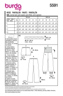 Schnittmuster legere Bequemhose mit Gummizugbund Burda 5591 Gr. 34-44