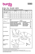 Schnittmuster effektvolles Wickel-Oberteile, Pullover, Pullunder Burda 5593 Gr. 34-44