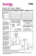 Schnittmuster warme Jacke für Herren, Steppjacke mit Kapuze Burda 5595 Gr. 46-56