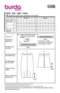 Schnittmuster schöner Damenrock mit vorderem Schlitz Burda 5598 Gr. 36-48
