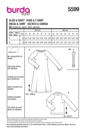 Schnittmuster ausgestelltes Jersey-Kleid für Damen Burda 5599 Gr. 34-46