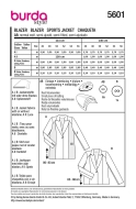 Schnittmuster legerer Damenblazer mit Teilungsnähten Burda 5601 Gr. 46-56