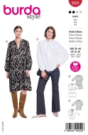 Schnittmusterhülle zeigt ein lockeres Damenkleid mit...