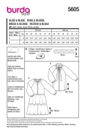 Schnittmuster lockeres Damenkleid mit Raglanärmeln Burda 5605 Gr. 36-46