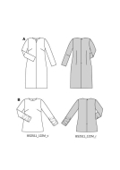 Modellzeichnung für das Schnittmuster 5606 von Burda für ein schmeichelhaftes Damenkleid mit vorderer Teilungsnaht