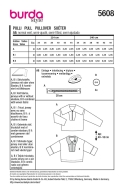 Schnittmuster kurzer Damenpullover mit breitem Kragen Burda 5608 Gr. 34-44
