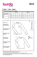 Schnittmuster schmales Damenshirt mit langen Ärmeln Burda 5610 Gr. 34-44