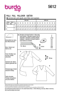 Schnittmuster leger geschnittener Damenpullover mit V-Ausschnitt Burda 5612 Gr. 46-60