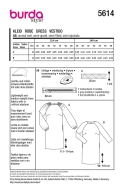 Schnittmuster hübsches Damenkleid mit angerüschten Ärmeln Burda 5614 Gr. 36-48